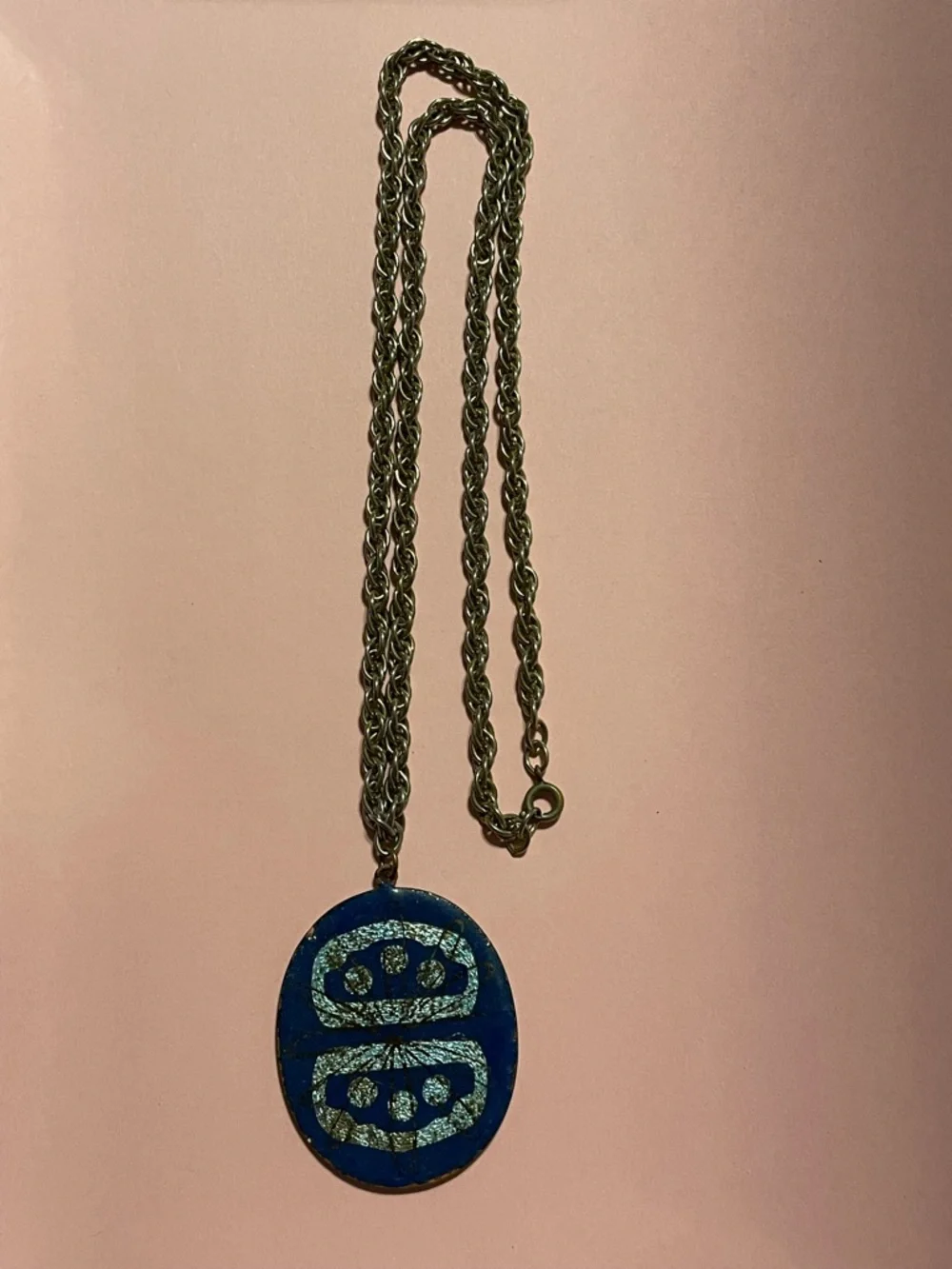 Abstract Vintage 50s Enamel on Copper MCM Pendant on Chain #9639 - Picture 2 of 9
